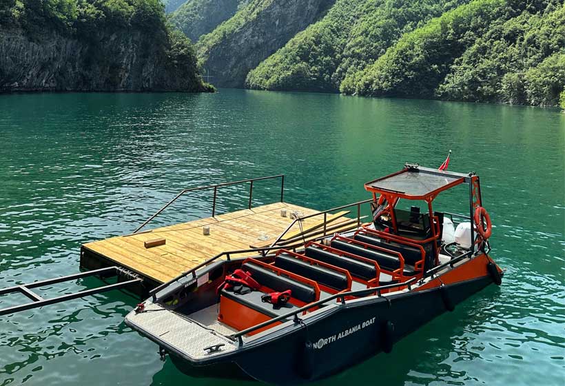 North Albania Boat's LR9 Safari boat on Koman Lake
