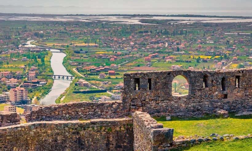 Picturesque view of Lezhe, Albania, featuring its historical sites and natural landscapes.