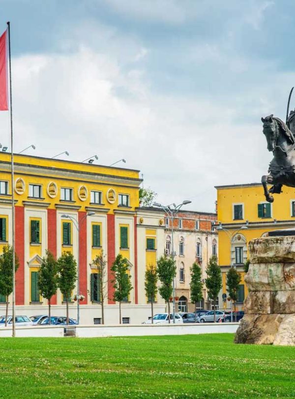 Vibrant view of Tirana, Albania, showcasing its lively city streets and colorful buildings.